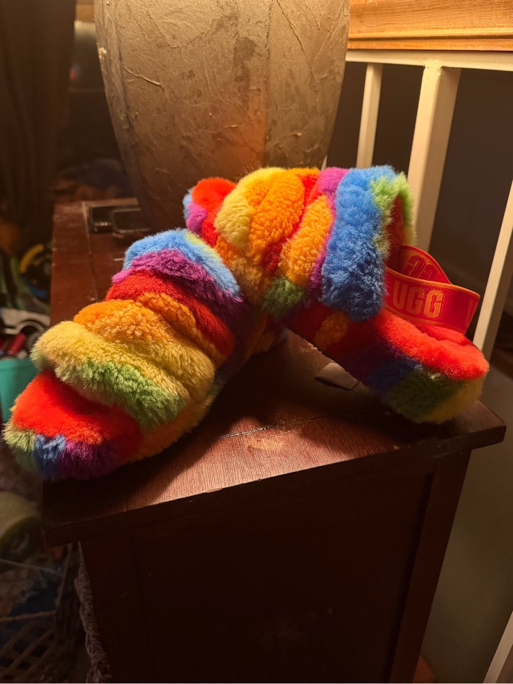 UGG Rainbow Shearling Slide - Multi-Color Fluff